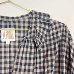 A Shirt Thing Penelope Ruffle Collar Checkered‎ Popover Blouse Size Small Blue Photo 2