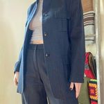 Max Mara Vintage Italian Wool Black Pinstripe Suit // Size 32” waist Photo 0