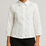 CAbi  #5162 Spring Portrait White Floral Lace Shirt Jacket Womens Medium Photo 1