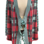 Matilda Jane Steadfast Sweater Duster Cardigan Womens Size Medium Plaid Photo 0