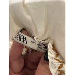 ZARA Women 100% Cotton White Maxi A-Line Skirt Ocean Embroidered Lined Tassel M Photo 5