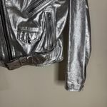 Vtg La Roxx Jacket Medium Silver Leather Moto Biker Belted USA 80s 90s rocker Photo 4
