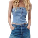 ZARA  The Jean Top In Medium Blue Corset Womens Xs Strapless Bustier‎ Denim NWT Photo 0