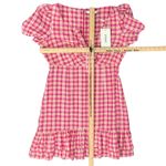 Likely  Pink Yellow White Gingham Tie Front Ruffle Kai Mini Dress size 10 NEW Tag Photo 2