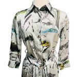 ZARA  Satin dress midi nature printed belted Gold Buttons Size Medium Photo 4