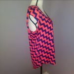 Chris & Carol  pink & blue chevron design short sleeve blouse Photo 2