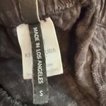 Khangura Artsy Pants Black Windowpane Linen Blend High Rise Wide Leg Crop Small Photo 2