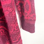 Knox Rose  Burgundy Printed Long Sleeves Open Front  Long Cardigan, Size Large Photo 7