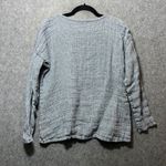 Flax Linen Waffle Knit Textured Top Gray Long Sleeve Scoop Neck Small Photo 6