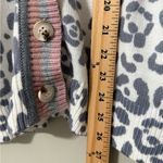 Andree by Unit  Gray and Pink Ribbed Knit Cardigan Sweater animal print v-neck Photo 2