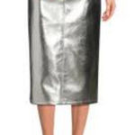 Avec Les Filles  Silver Pencil Midi Skirt Cocktail nwot small Photo 0