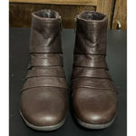 Skechers ‎ Natty Brown Leather Ruched Front Pleat Platform Ankle Boots Size 9 Photo 1