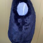 A New Day women S open front sleeveless faux fur vest navy blue Photo 4