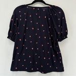 Loft  Strawberry Print Shirred Puff Sleeve Scoop Neck Top Size S Photo 5
