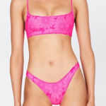 Triangl Swimwear Neon Hot Pink Floral Two Piece Bikini Set Size XS Photo 0