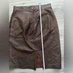 Vintage Genuine Leather Front Slit Pencil Mini Skirt | Weathered Brown | 5/6 Size undefined Photo 5