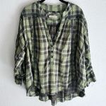 Free People  Lou Top in Meadow Plaid Green Oversized Sz XS Photo 1