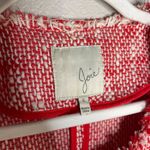 Joie  Collis Tweed Blazer Size Small Zip Front Red White Textured Photo 6