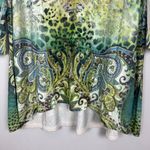 One World  Tunic Top Womens 1X Green Funky Boho Velvet Front Wearable Art to Wear Photo 4