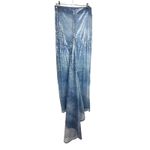 Ceren Ocak Denim Effect Sequin Skirt Est. XS Designer Sheer Skirt w. Train Blue Photo 5