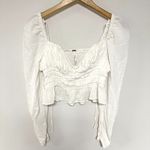 Free People Chloe Smocked Tie Neck Cotton Top Photo 3
