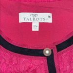 Talbots RSVP for  22W Pink Floral Lace Navy Blue Trim Pearl Button Blazer Jacket Photo 4