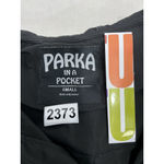 Womans Parka In A Pocket Small Black Hooded Packable Windbreaker Photo 2