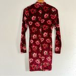 Forever 21 🦋  Red Pink Floral Velevet Mockneck Long Sleeve Mini Dress Small Photo 1
