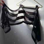 Black and transparent striped silk scarf 🔥 Photo 0