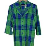 Sag Harbor Vintage Blue and Green Plaid Shirt Jacket Shacket Size 6 Petite Photo 0