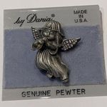 Costume Brooch Pin Christmas Holiday Daria Made In USA NWT Angel Silver Photo 2