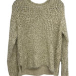 Soft Surroundings  Gold Fuzzy Metallic Pullover Sweater Womens M Crew Neck Casual Photo 0
