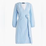 J.Crew Wrap Dress in Striped Cotton Poplin Size 10T Photo 1