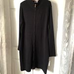 Calvin Klein New black ribbed sweater coat dress L knee length full zip up Photo 2