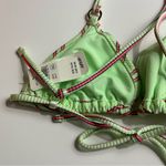 Aerie Shine Rib String Triangle Bikini Top NWT Pink Green Striped Photo 6