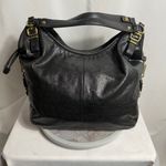 Coach Black Leather Chain Link Hobo Shoulder Bag 15953 Gold Hardware Large Tote Photo 5