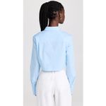 STAUD Seneca French Blue Boxy Cropped Long Sleeve Button Up Collared Top Small Photo 1