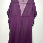 Bleu Rod Beattie Bleu by Rod Beattie Pom Pom Cover Up Kaftan Purple Photo 6