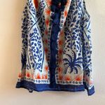 Farm Rio Tank Top Afternoon Breeze Beaded Tassel Tie Cotton Blouse Sz L NWT Photo 10