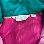 Columbia Vintage Windbreaker Jacket Green Pink Zip Up Hood Women Size XL Photo 4