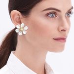 J.Crew Flower Stud Earrings in Geranium with CZ Center Photo 4