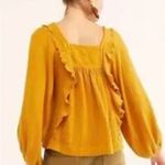 Free People  Golden Ruffle Blouse Photo 1