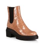 Stuart Weitzman Norah Chelsea Boots Tan Croc Leather Size 11C New +Dust Bag $595 Photo 2