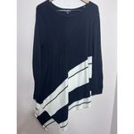 Alfani  Plus Size 3XL Asymmetrical Hem Striped Sweater Black $76 Black White Photo 1