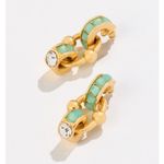 Gas Bijoux $240 Bo Rivage Earrings Turquoise and Crystal interlocking hoops Green Photo 3