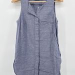 Intermix Derek Lam 10 Crosby Large Blue Sleeveless Top Shirt Cotton Linen Casual Photo 0