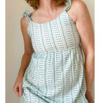 Jessica Simpson Women's Boho Eyelet Maxi Dress White/Green Ruffle bottom Sundress Bohemian Sz Sm Photo 0