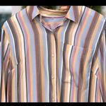 Laurie Felt Stripe and Solid Button-Down Blouse Sand Color A369044 QVC Large NWT Photo 3