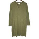 J Jill Dress M Cotton Waffle Knit Olive Green Lagenlook Lounge Relaxed‎ Pockets Size M Photo 2