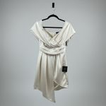 Lulus Always Celebrating Off Shoulder Satin Midi Dress Cocktail Evening NWT Med White Photo 4